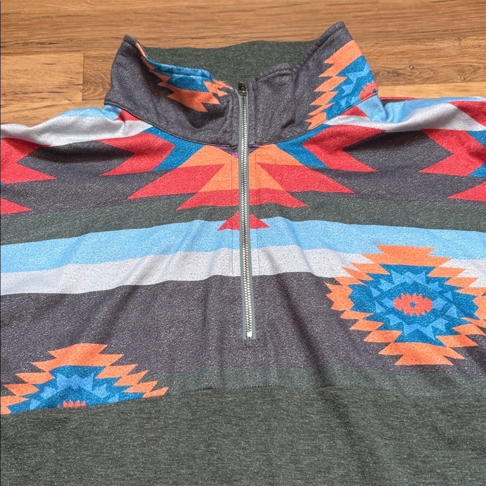 Southwest Inspired Multicolor Long Sleeve Quarter-Zip Pullover Women’s M - Picture 3 of 11